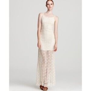Alice + Olivia Cream Crochet Anora Dress